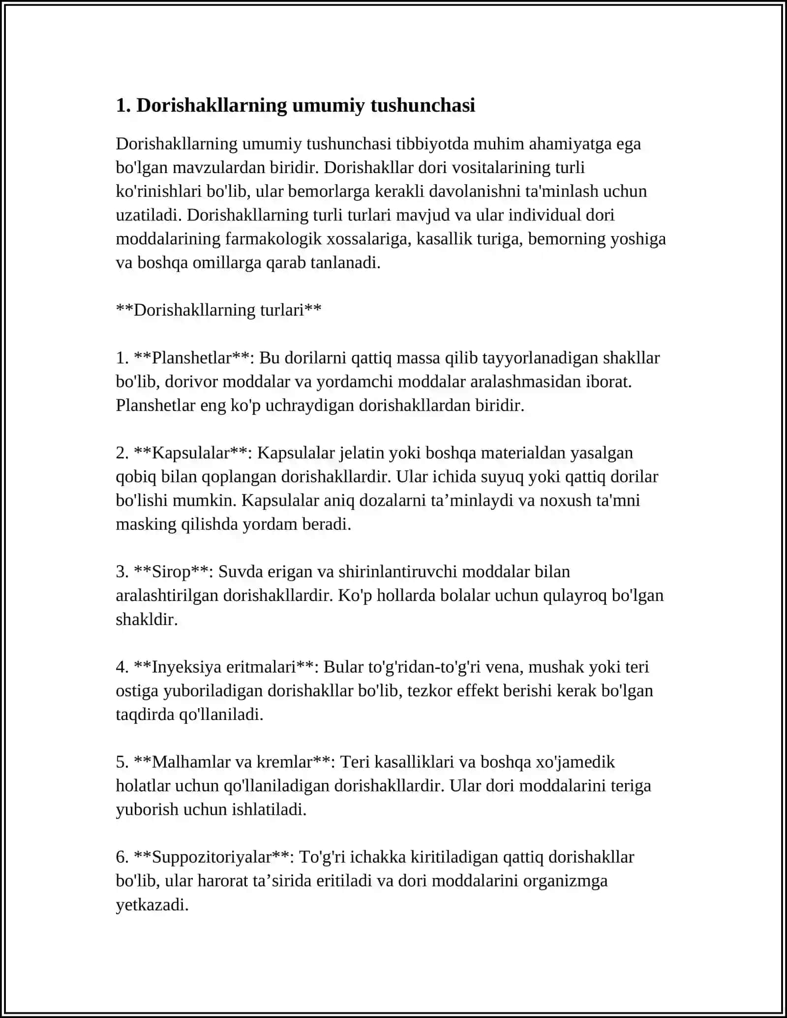 DORI SHAKLLARI VA ULARNING TASNIFI 3