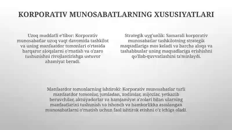 Korporativ Munosabatlar 3