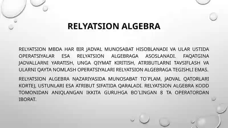 Relyatsionalgebra 3