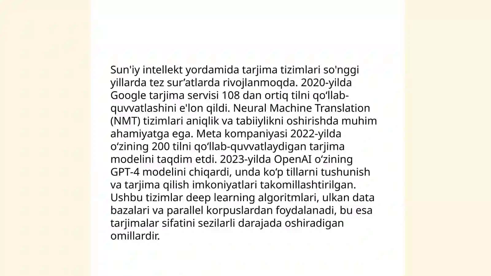 Sun'iy intellekt yordamida tarjima tizimlari 3