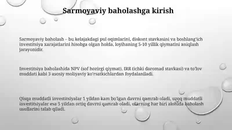Investitsiyalarni baholash 3