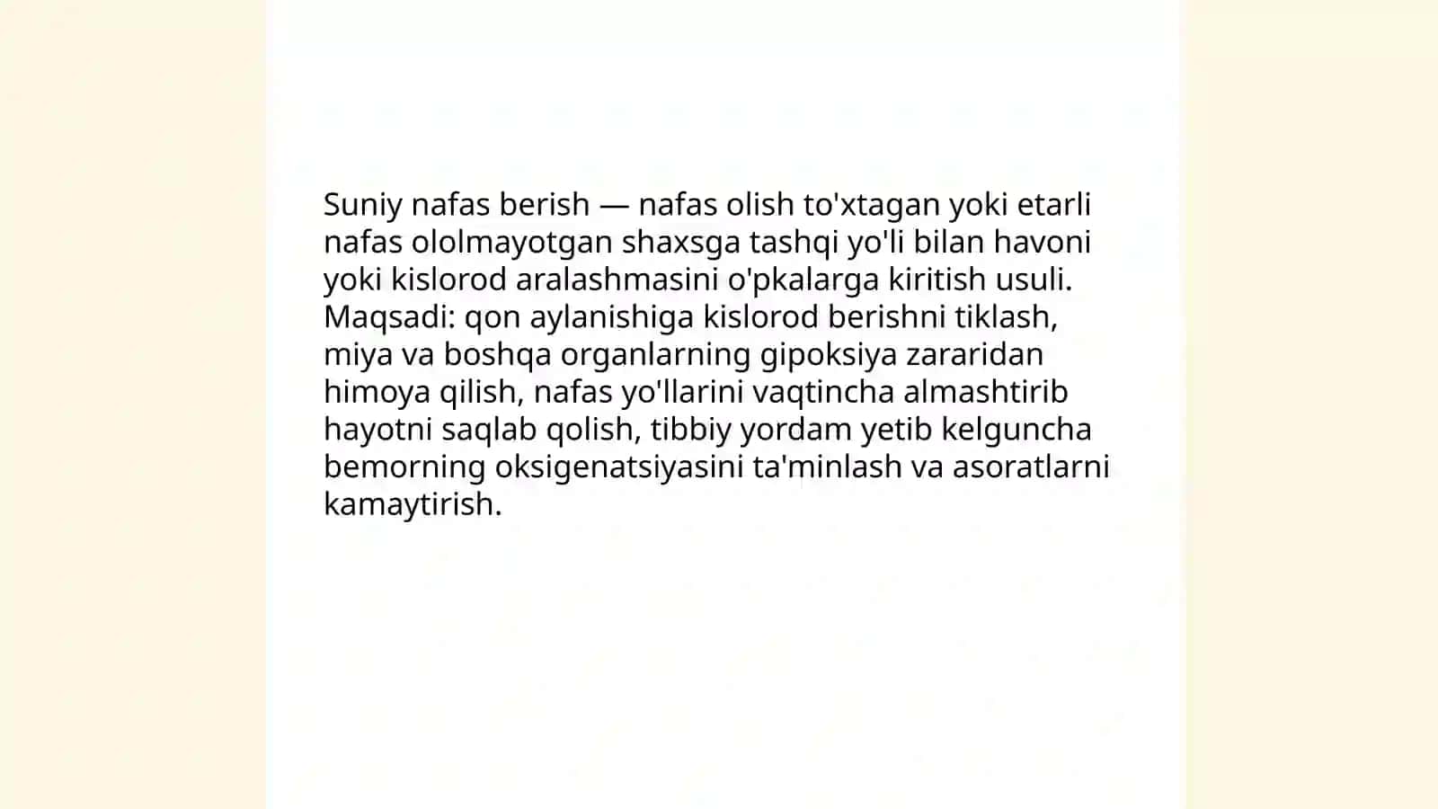 Suniy nafas berish qoidalari 3