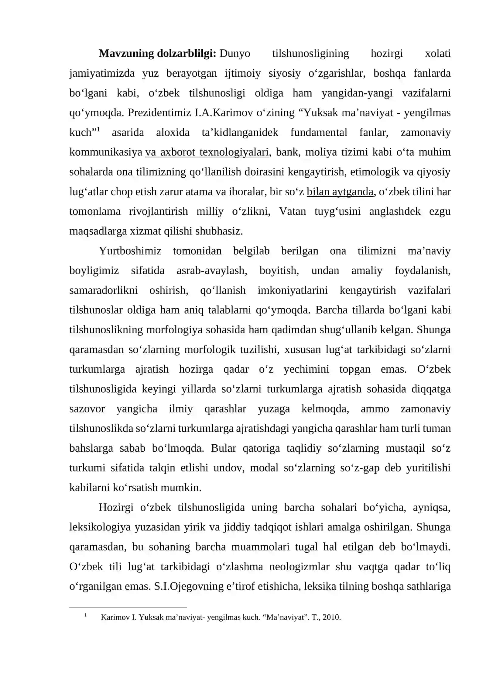 O‘zbek Adabiy Tili Fanidan Kurs Ishi 3