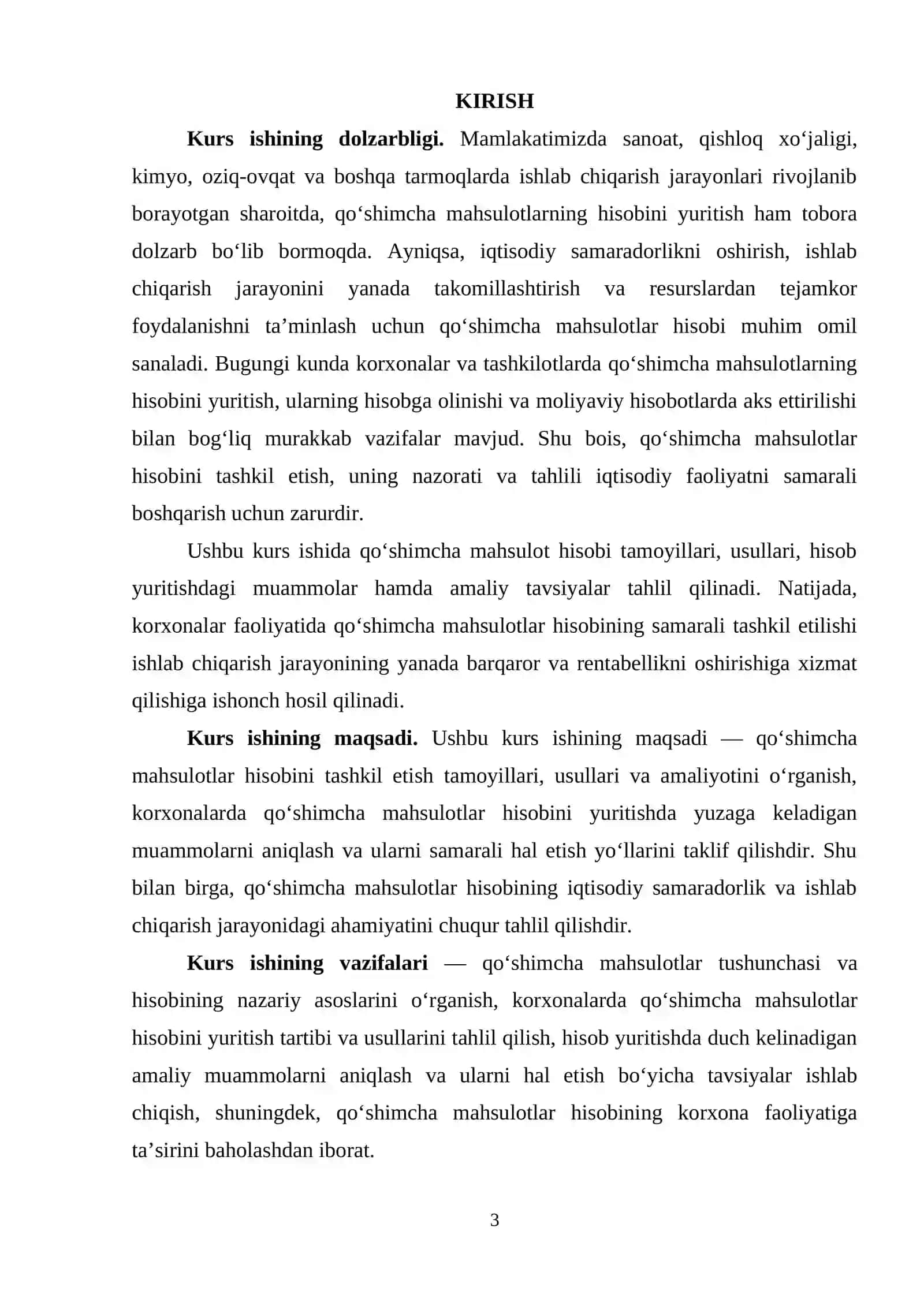 Qoʻshimcha mahsulot hisobi kur ishi 3