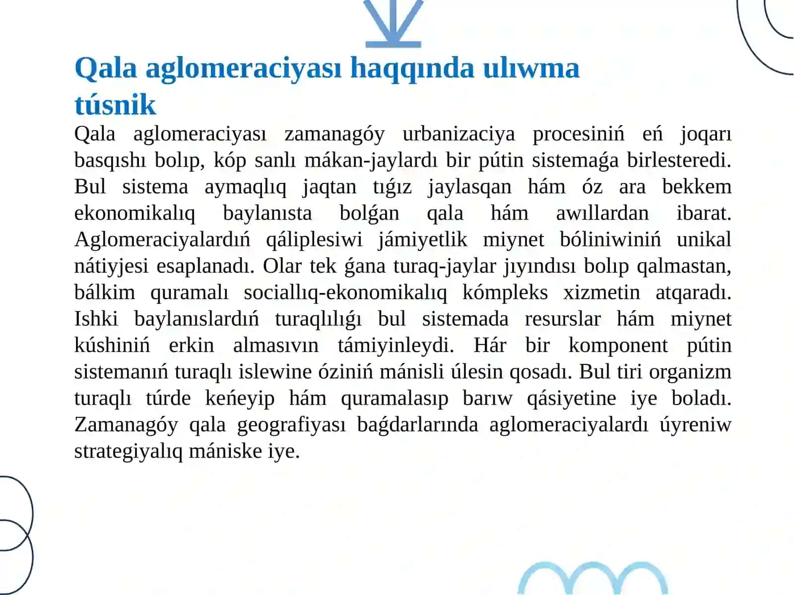 Qala aglomeraciyalarınıń quramalı formaları 3