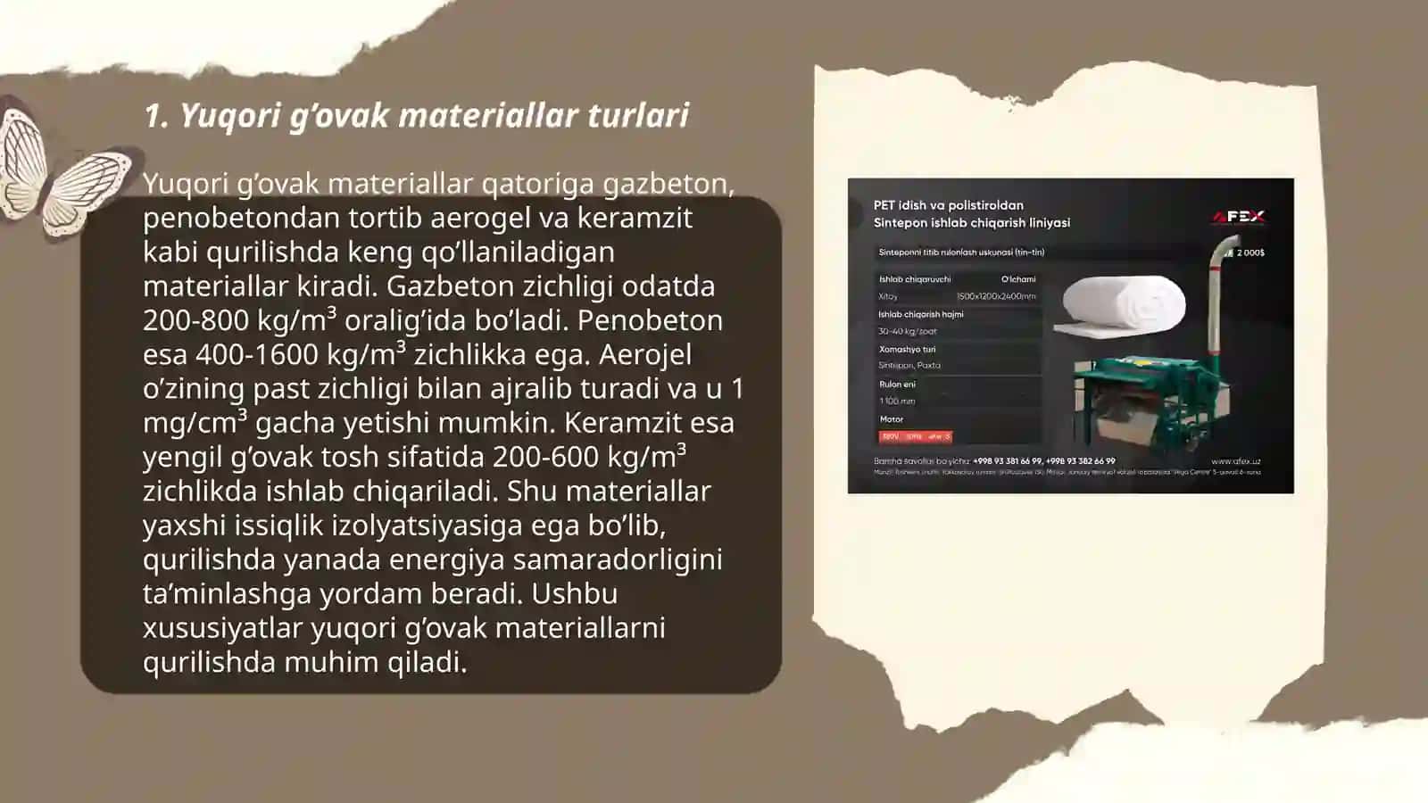 Yuqori g’ovak issiqlik izolyatsiya materiallarini ishlab chiqarish 3