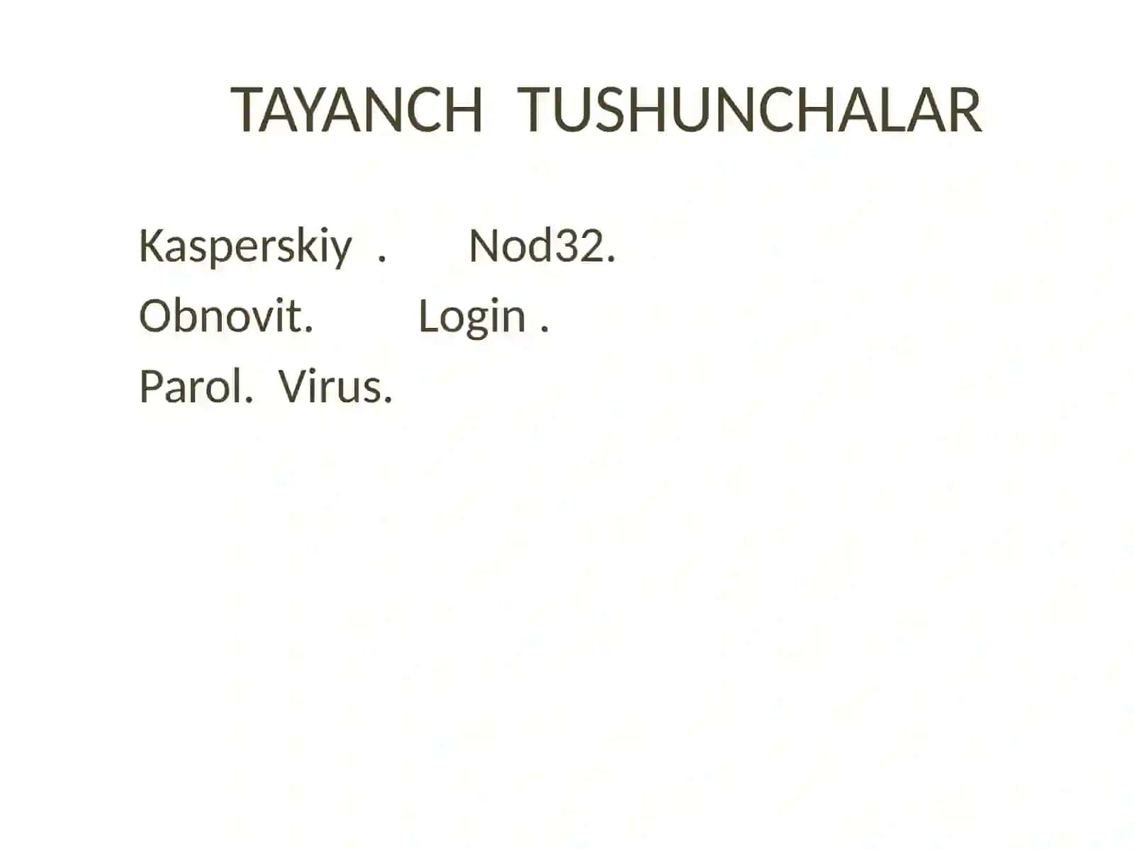 Axborotnihimoyalash. Antivirusdasturlarivaularnio’rnatish. Antivirusdasturiningimkoniyatlarivaularniobnavitqilish 3