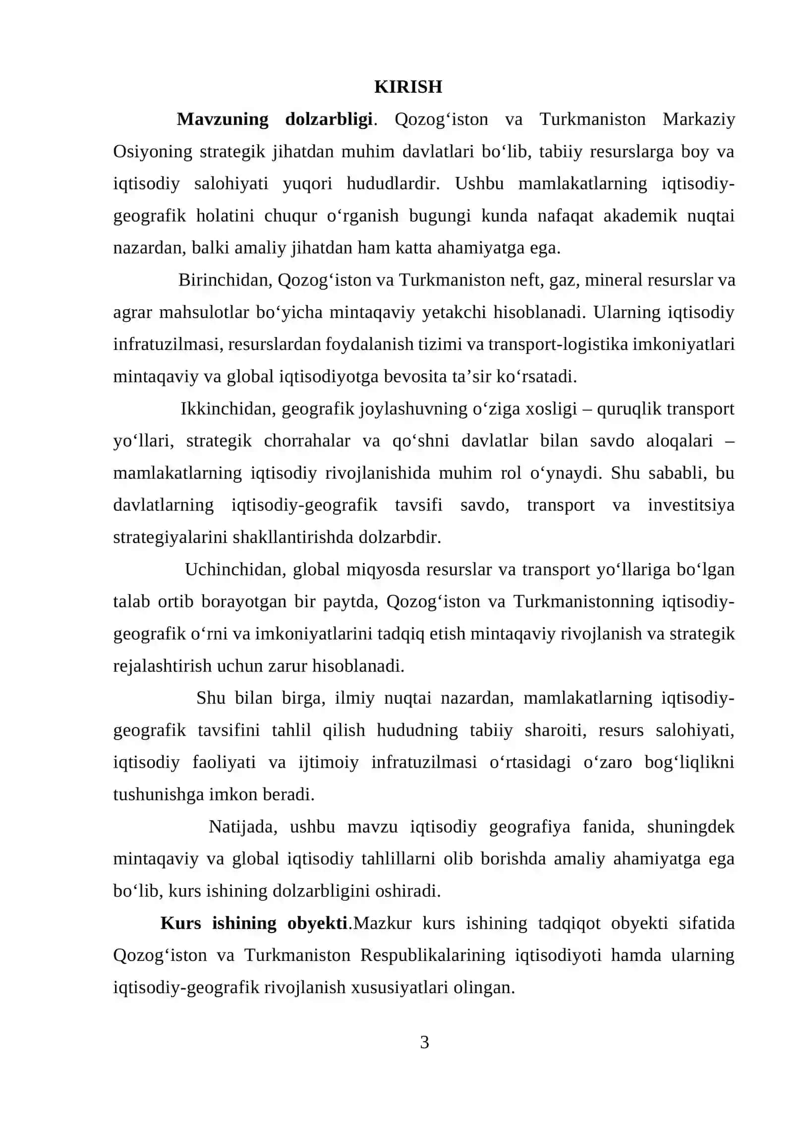 QOZOG’ISTON VA TURKMANISTON RESPUBLIKALARIGA IQTISODIY TAVSIF 3
