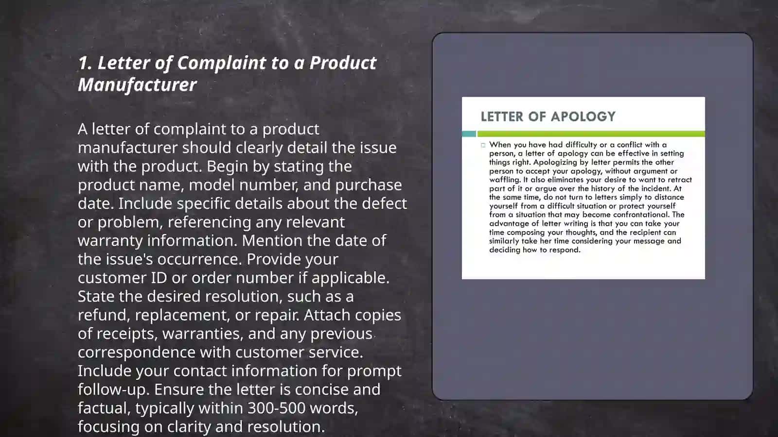 Types of letters (complaint, request, apology 3