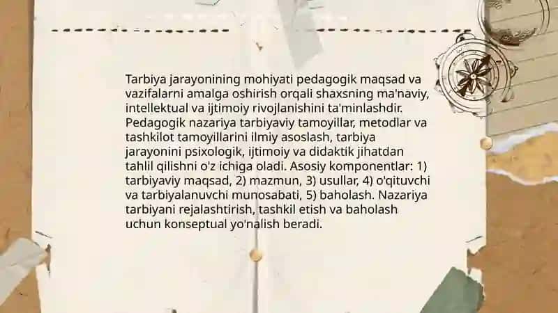 Tarbiya jarayonining mohiyati, mazmuni, va metodlari 3