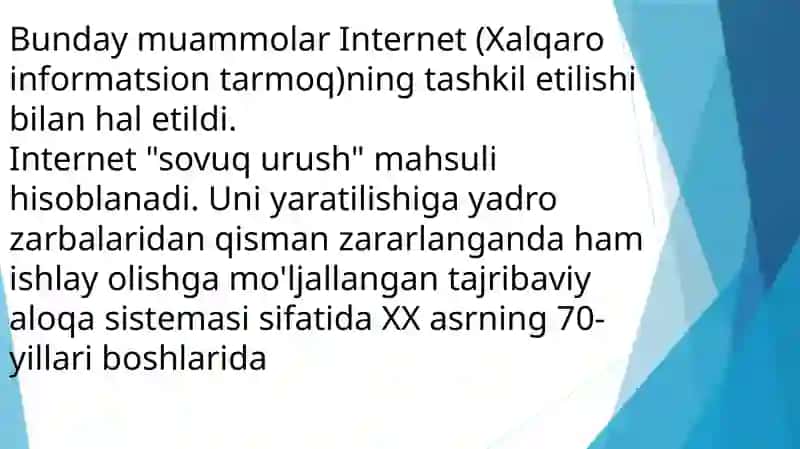 Internet tarmoqlarida axborot makoni haqida tushuncha berish 3