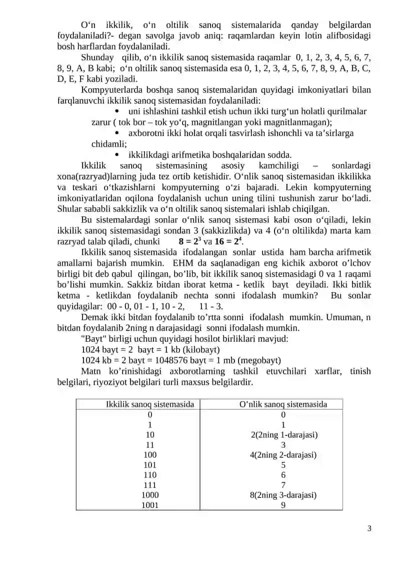 Sanoq Sistemalari 3