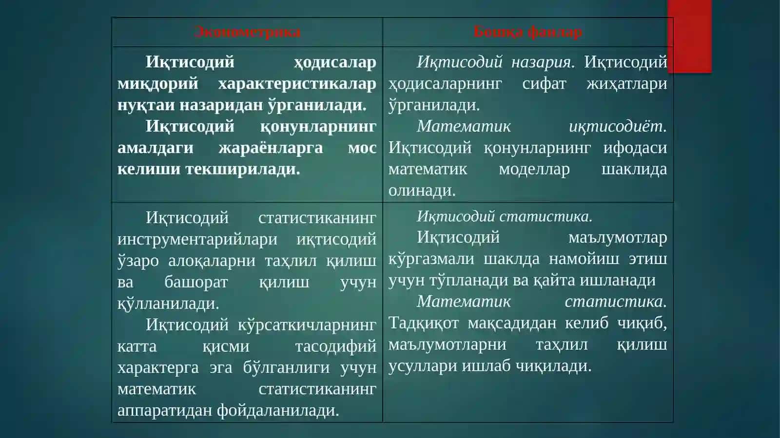 ЭКОНОМЕТРИКА АСОСЛАРИ 3