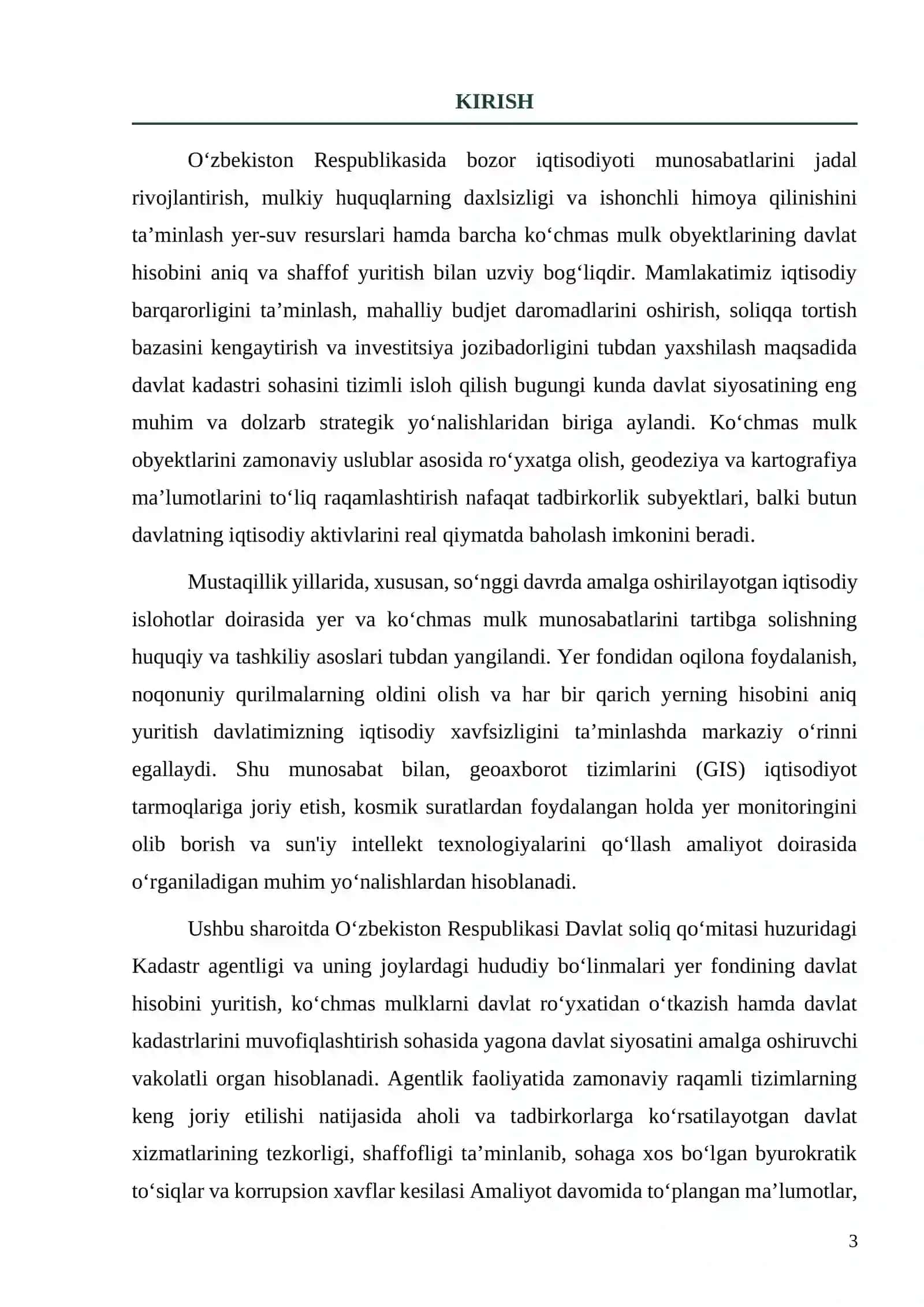 Kadastr bo'limi amaliyot hisoboti 3