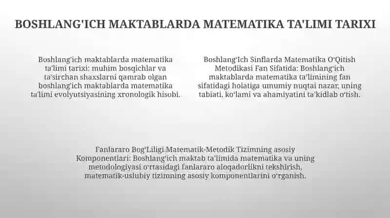 BoshlangʻIch Sinflarda Matematika OʻQitish Metodikasi 3