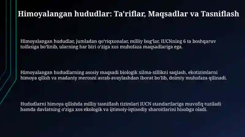 Himoyalangan yerlar turlari va tasnifi 3