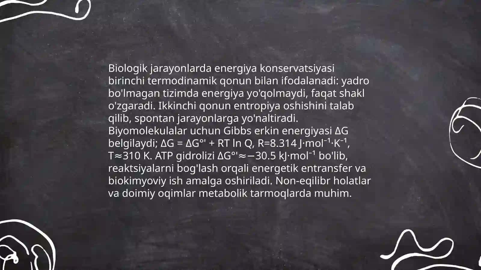 Biologik jarayonlar temodinamikasi 3