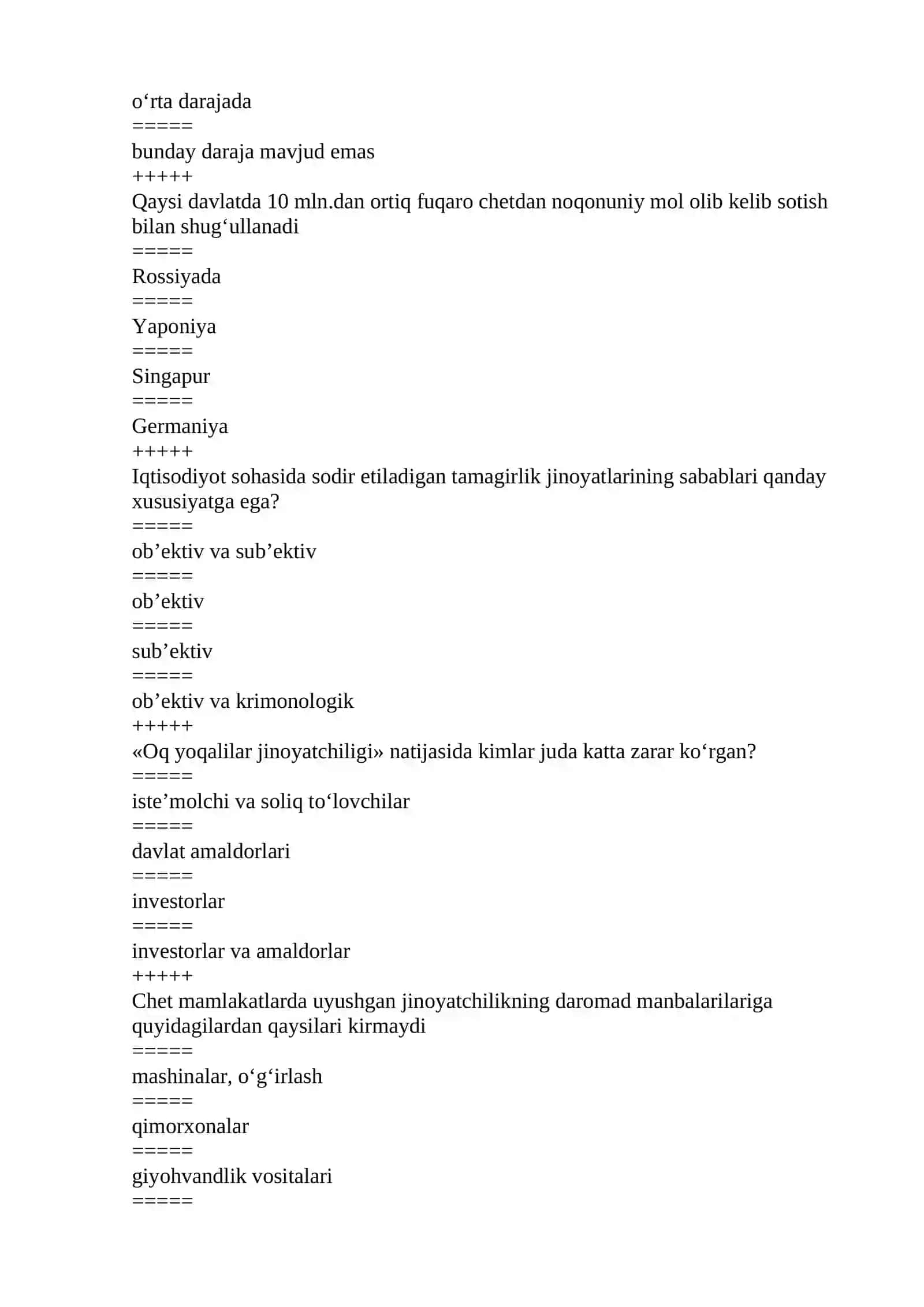 “PUL VA BANKLAR” FANIDAN TEST SAVOLLARI 3