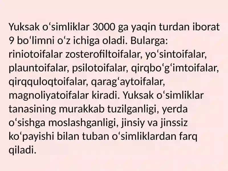 Yuksak oʻsimliklar sistematikasi 3