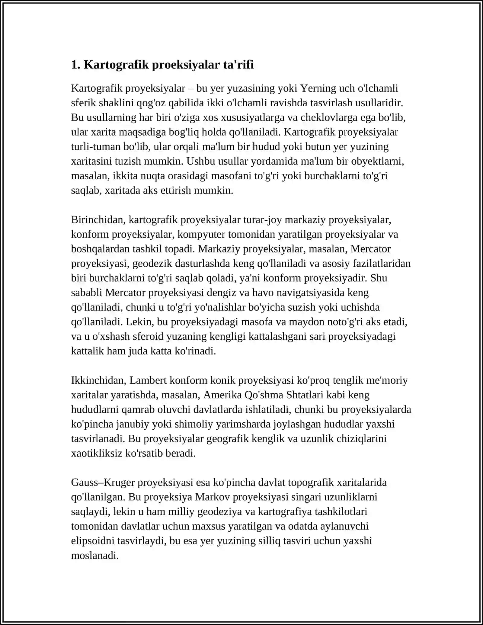 KARTOGRAFIK PROEKSIYALAR VA ULARNING TURLARI 3