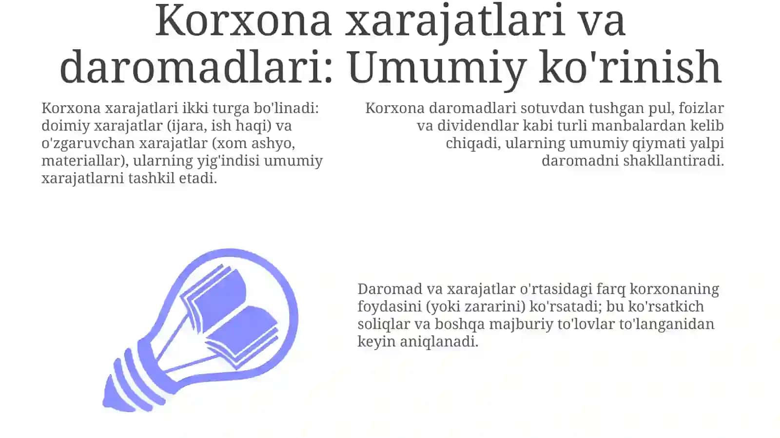 Korxona sarf harajatlari va foydasi 3