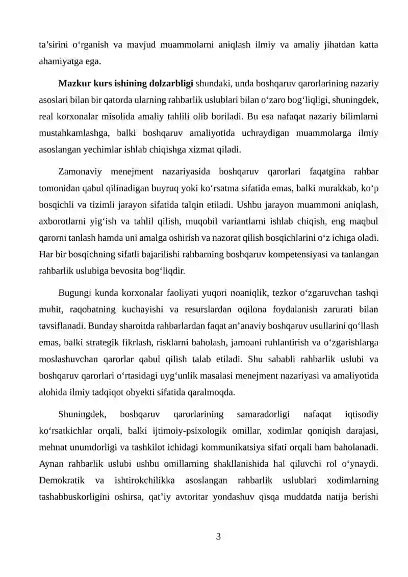 Boshqaruv Qarorlari va Ularning Rahbarlik Uslubidagi Ahamiyati 3