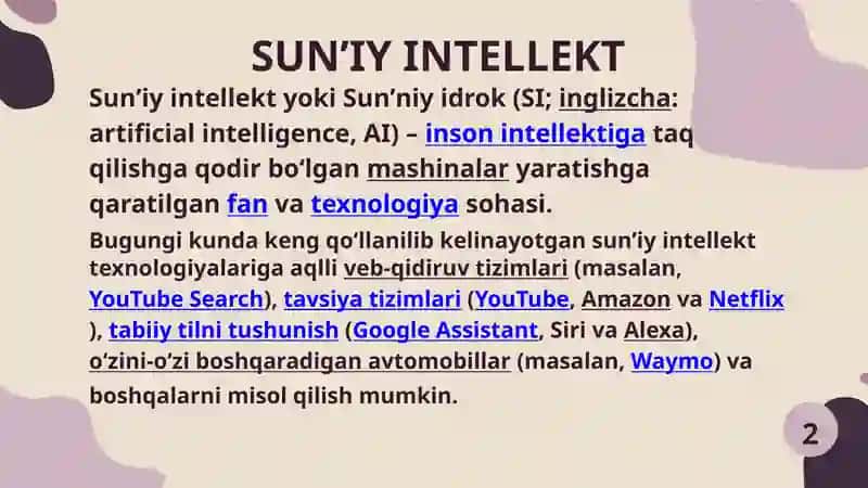 SUN’IY INTELLEKT BILAN INTEGRATSIYALANGAN TIZIMLAR 3