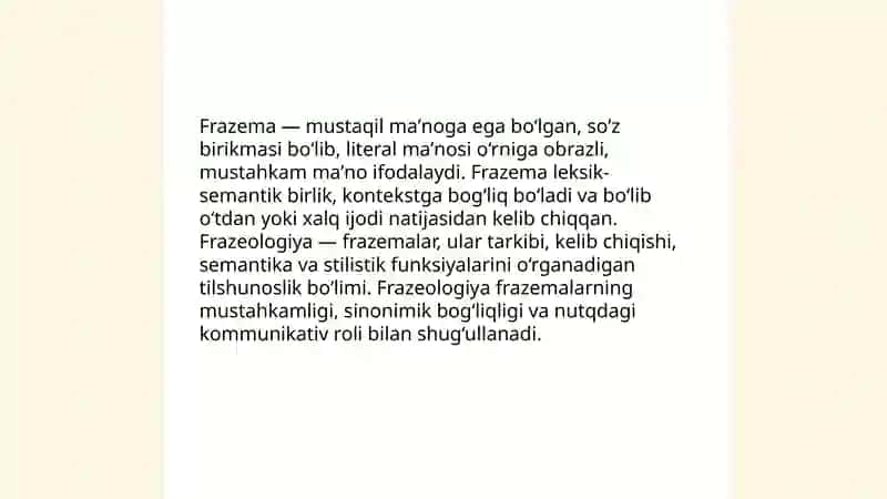 O'zbek tili frazeologiyasi.Frazema 3