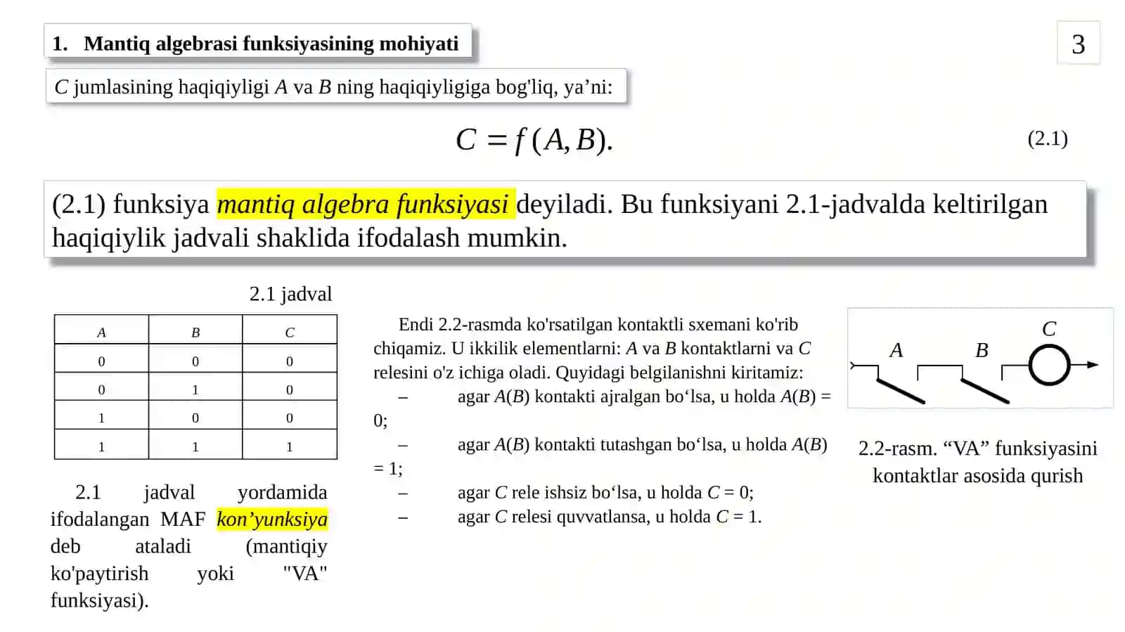 Mantiq algebrasi funksiyalari 3