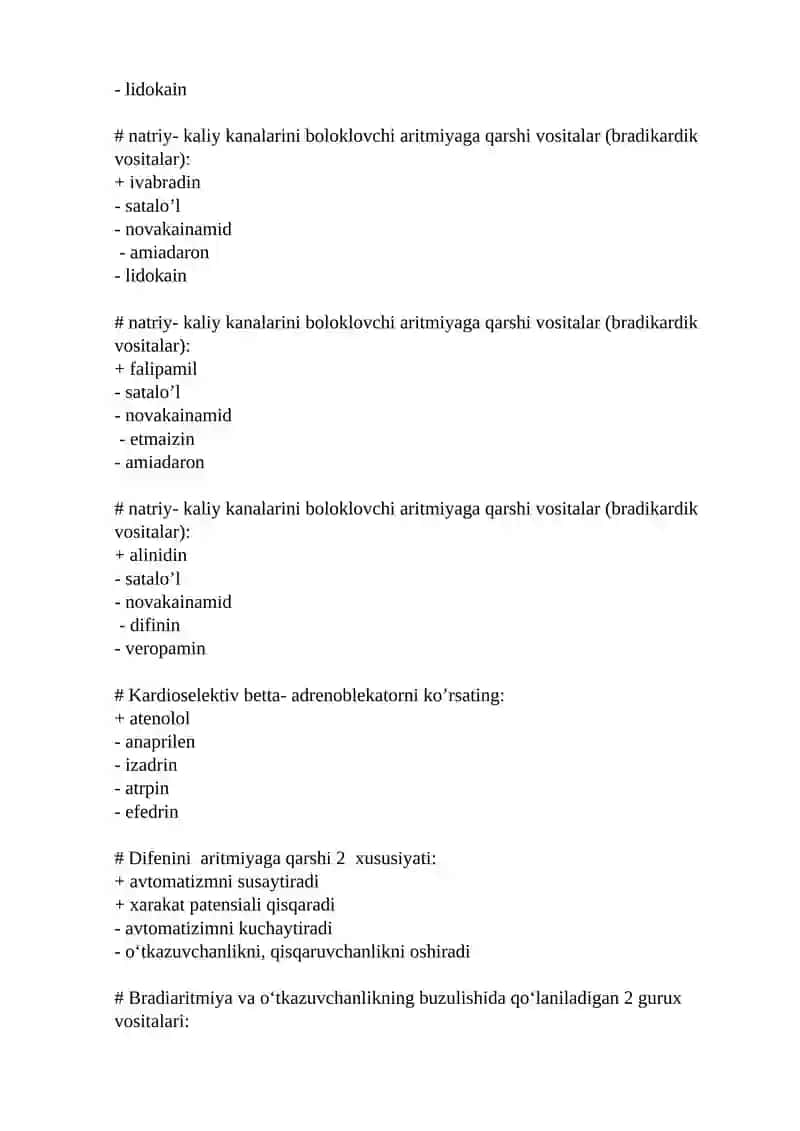 Natriy kanalarini bloklovchi aritmiyaga qarshi 3