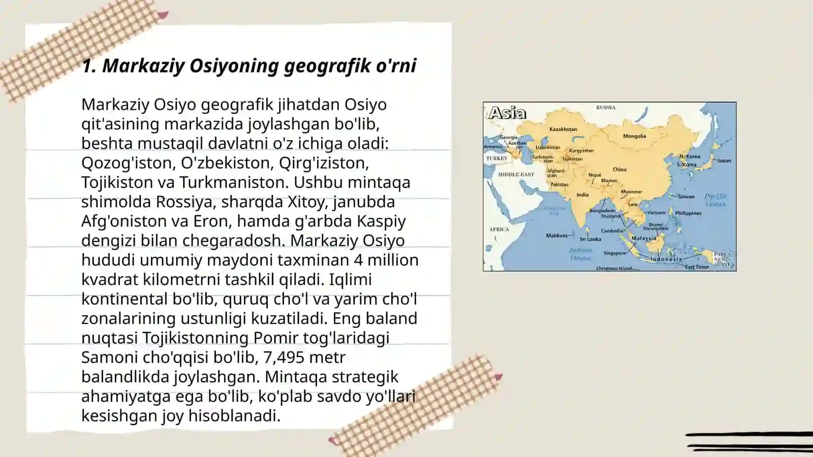 Markaziy Osiyoning geografik o'rni 3