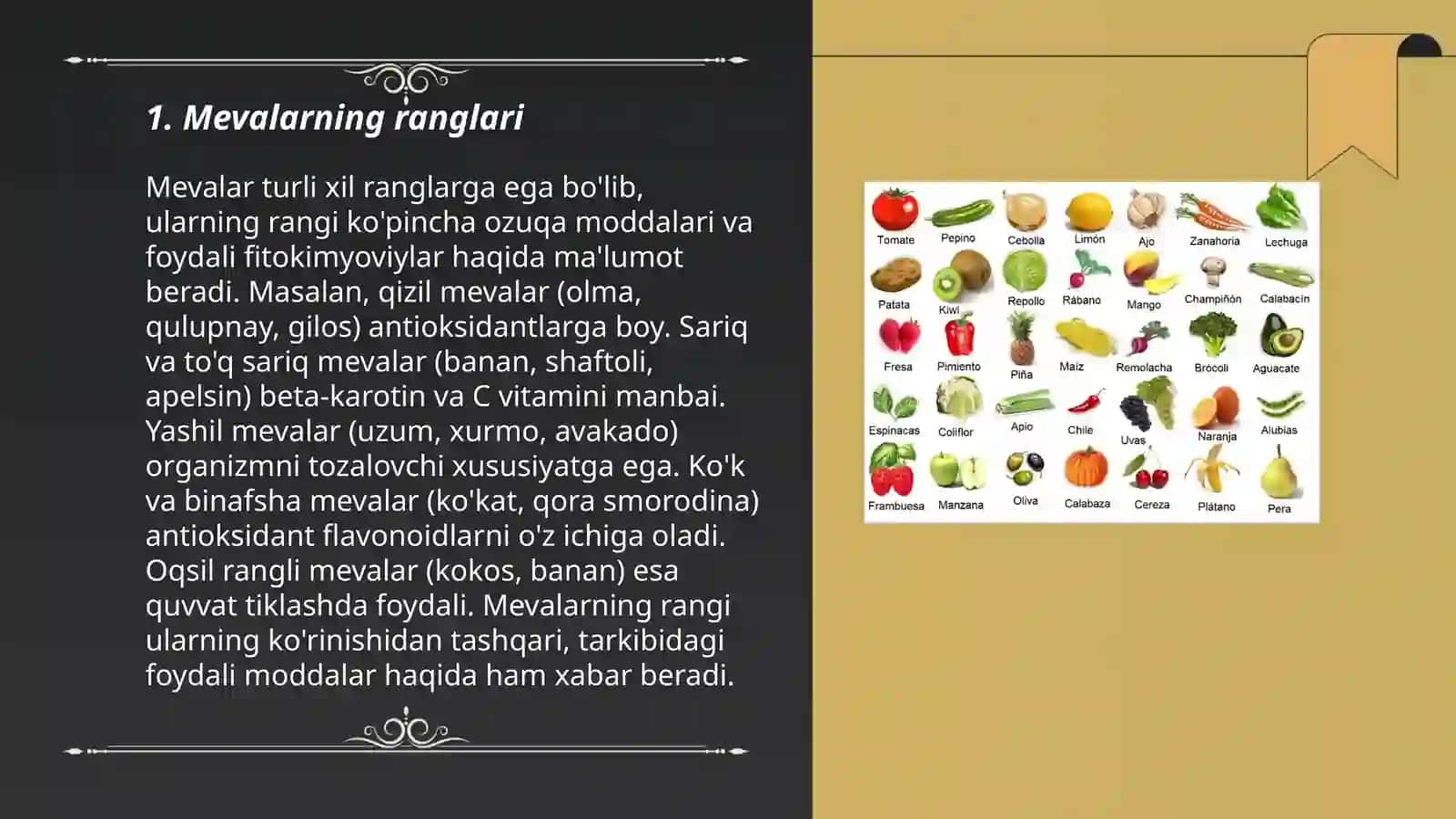 Meva va sabzavotlarning organoleptikasi 3