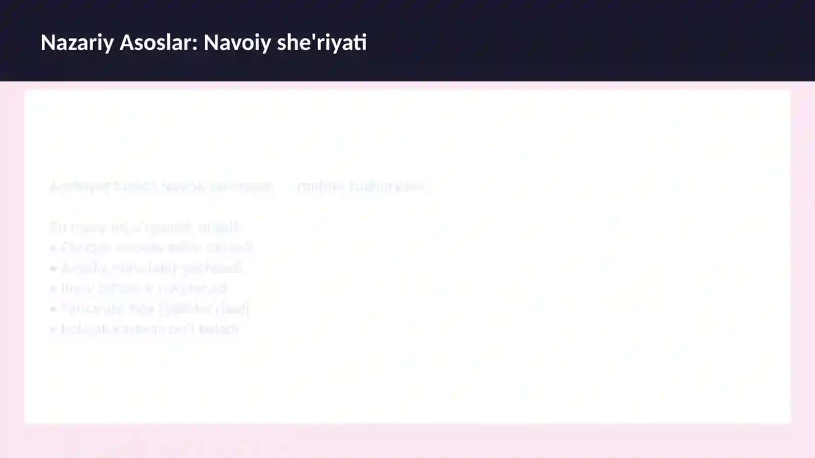 O'qituvchilar va talabalar uchun dars ishlanma Alisher Navoiy 3