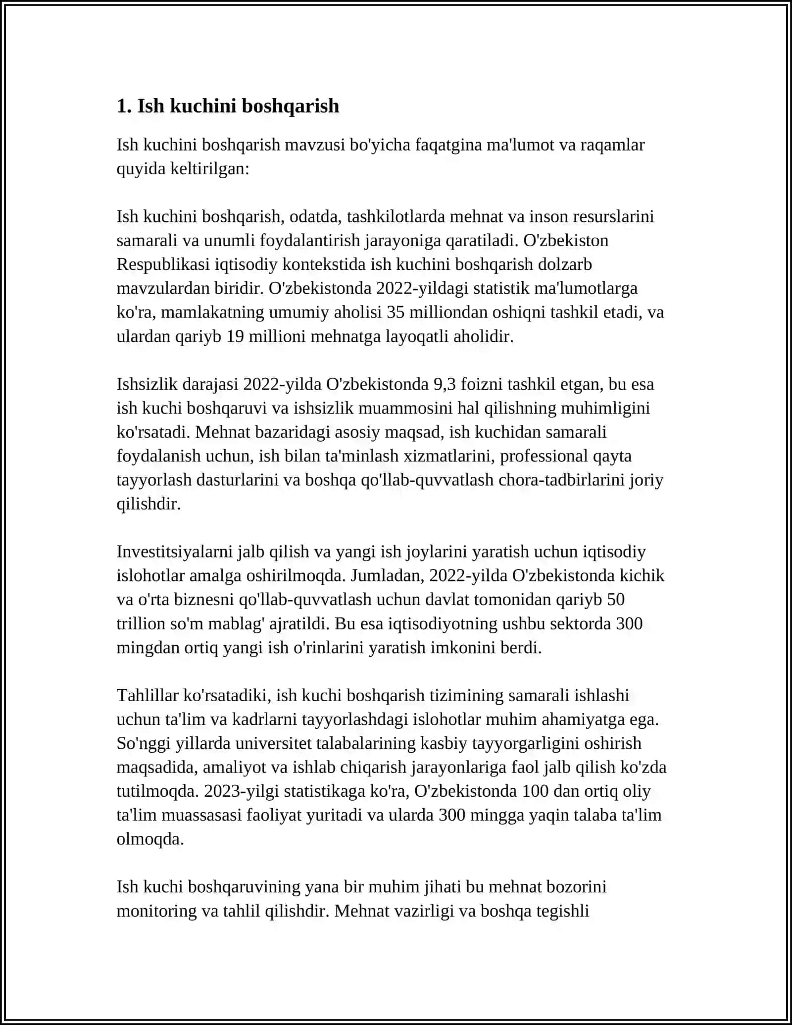 MUSTAQIL ISH Mavzu: ISH KUCHI 3