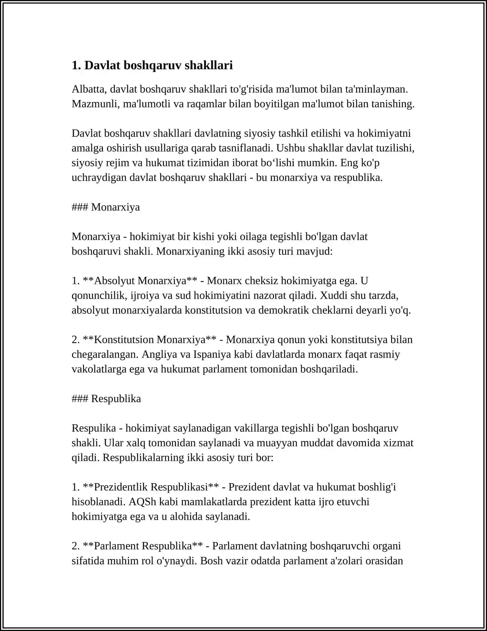 DOVON DAVLATI BOSHQARUV SHAKLI 3