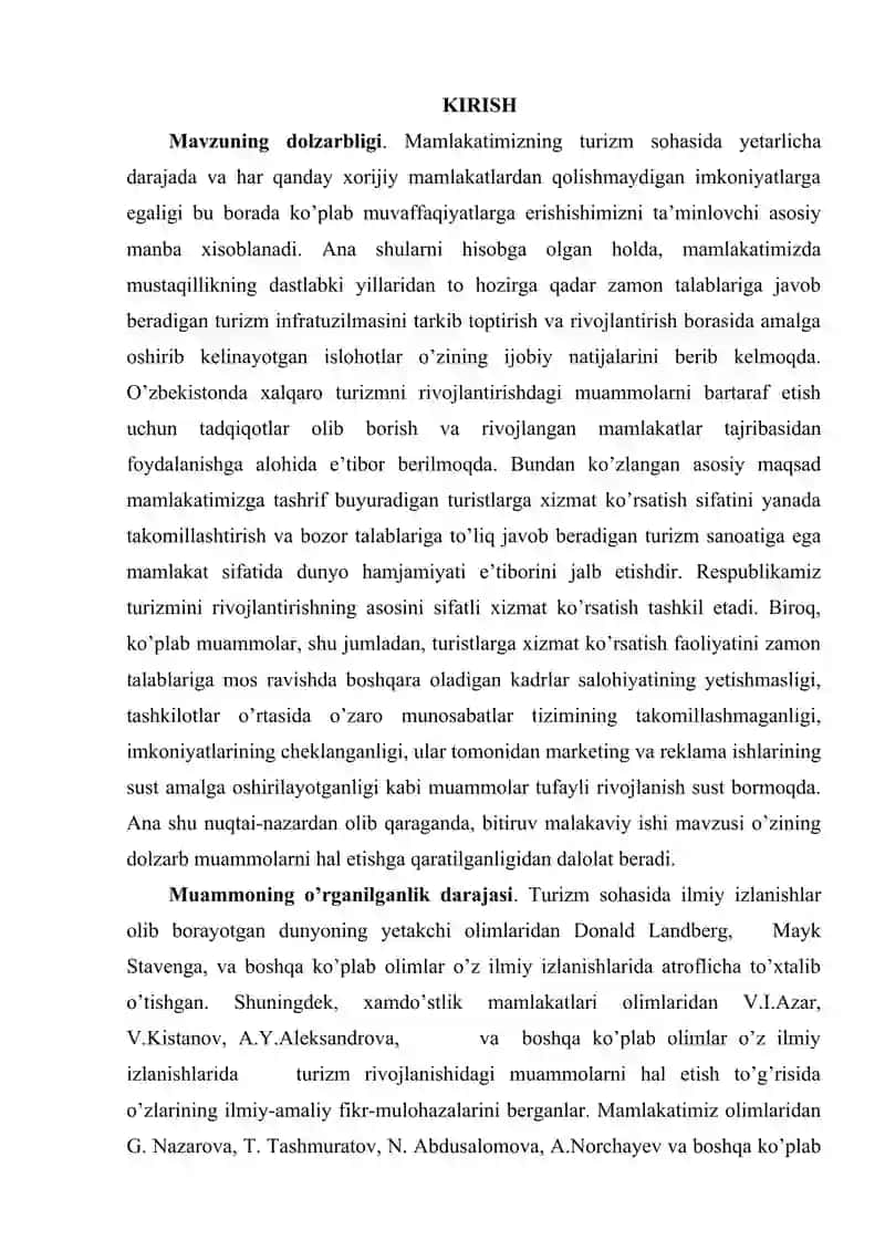 Turizmni rivojlantirishning o’ziga xos muommolari 3