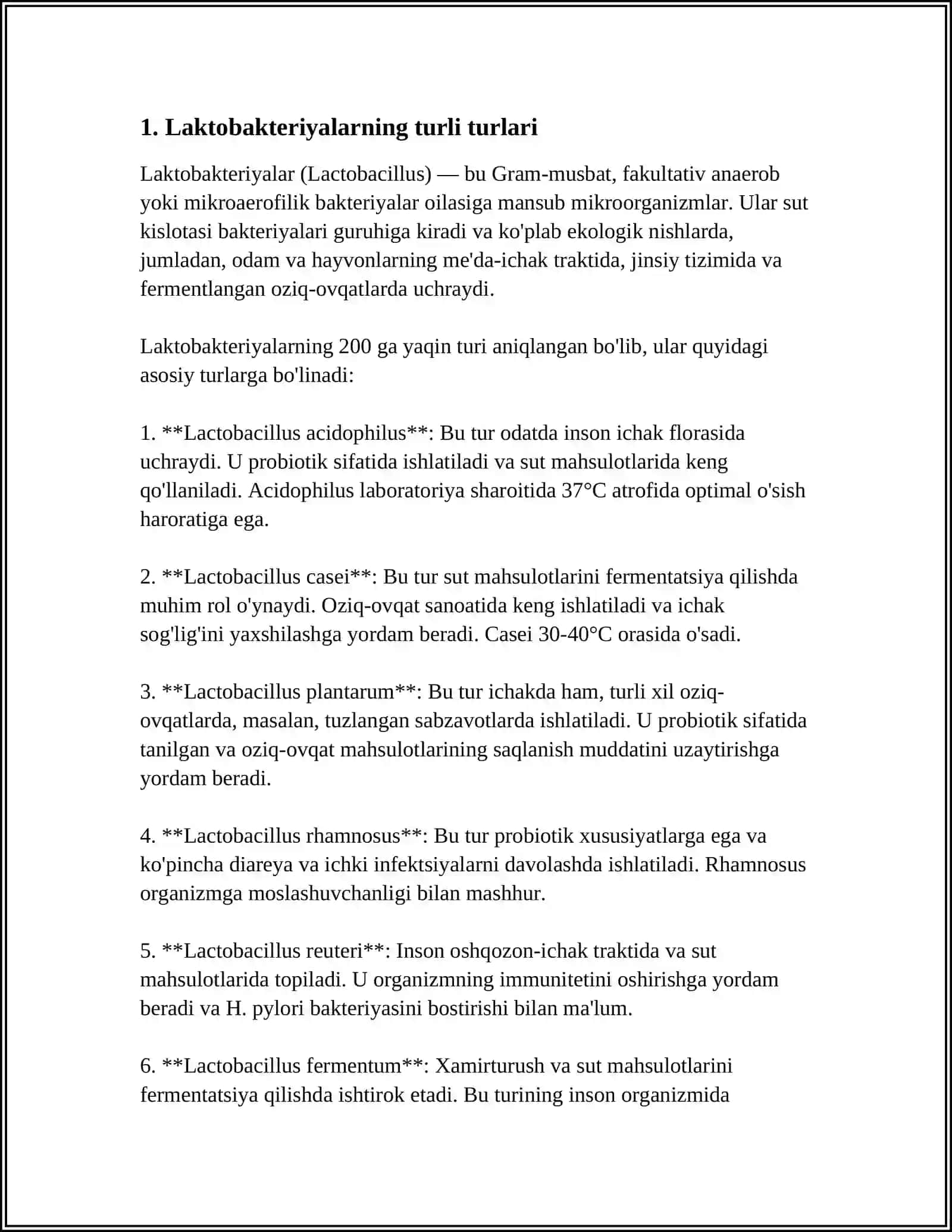 MUSTAQIL ISH Mavzu: LACTOBACILLUS 3