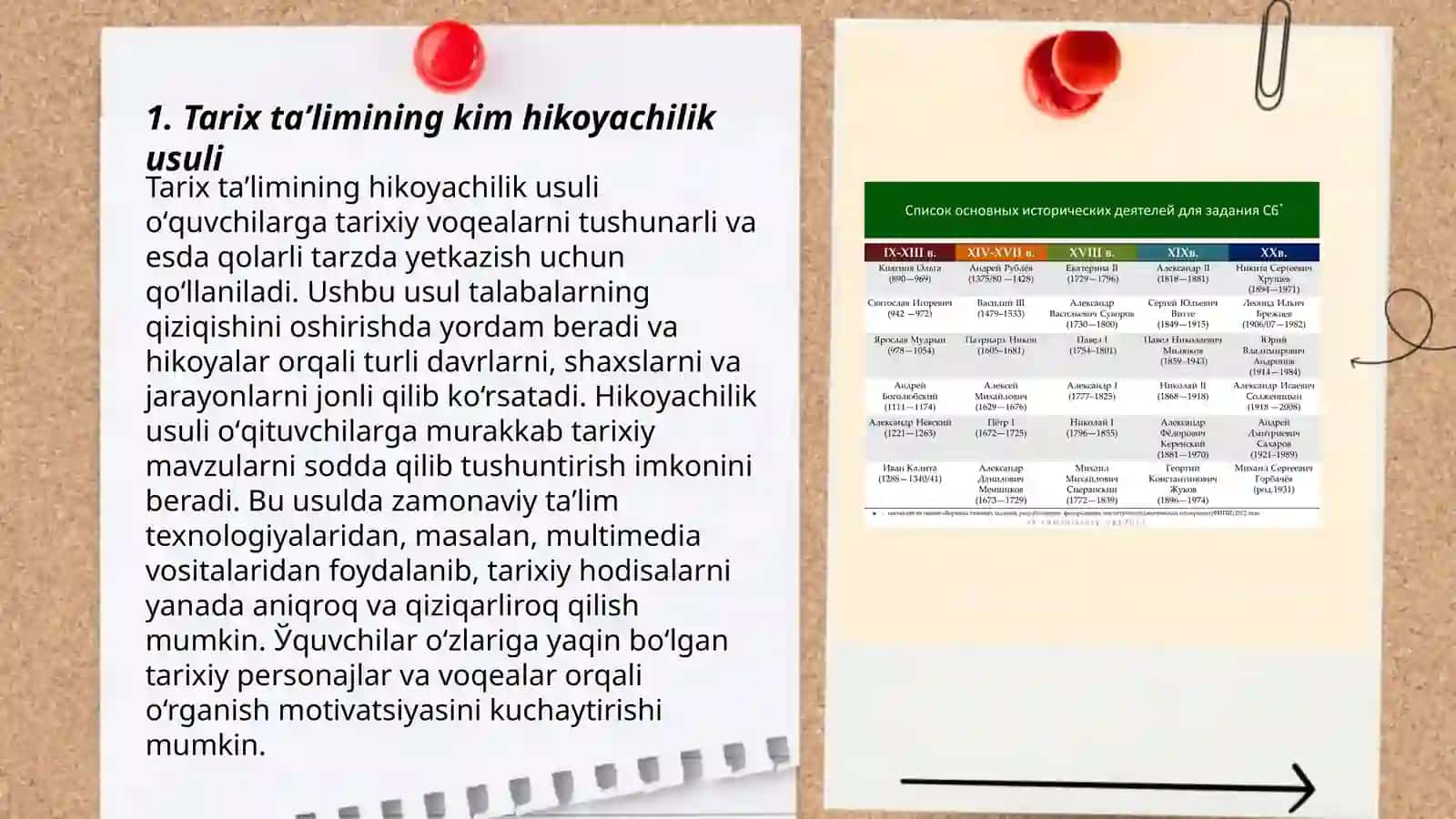 Tarix taʼlimining amaliy usullari va tarix darslarining turlari 3