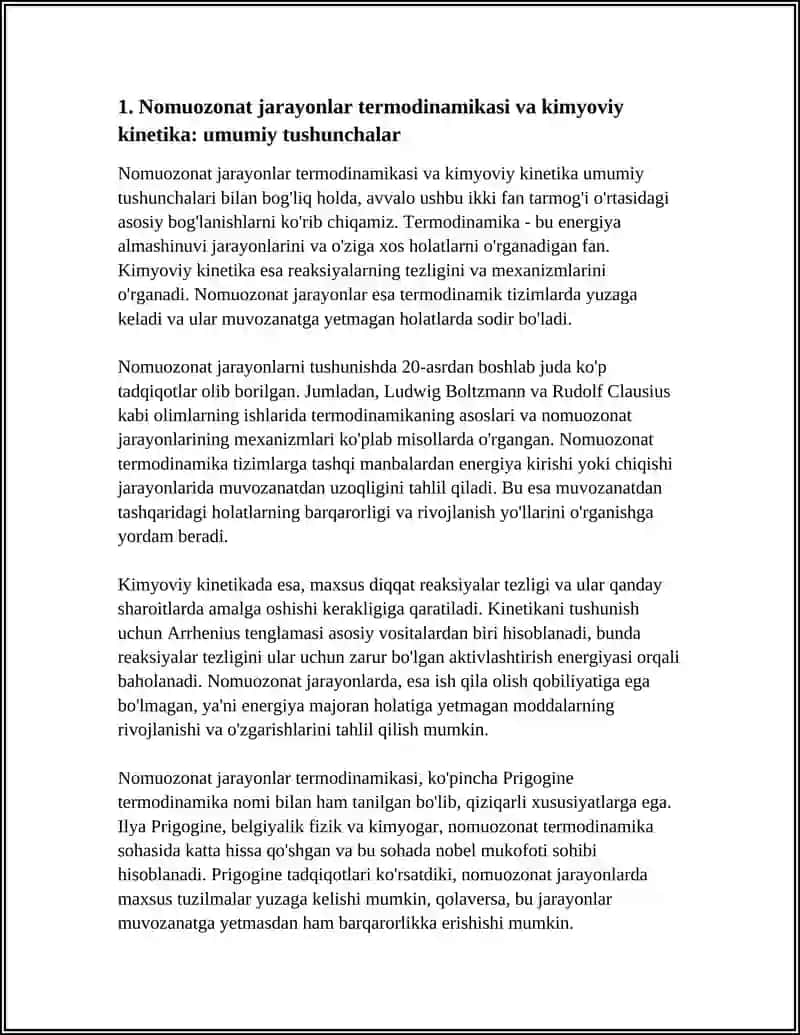 NOMUOZANAT JARAYOLAR TERMODINAMIKASI VA KIMYOVIY KINETIKA OʻRTASIDAGI MUNOSABATLAR 3