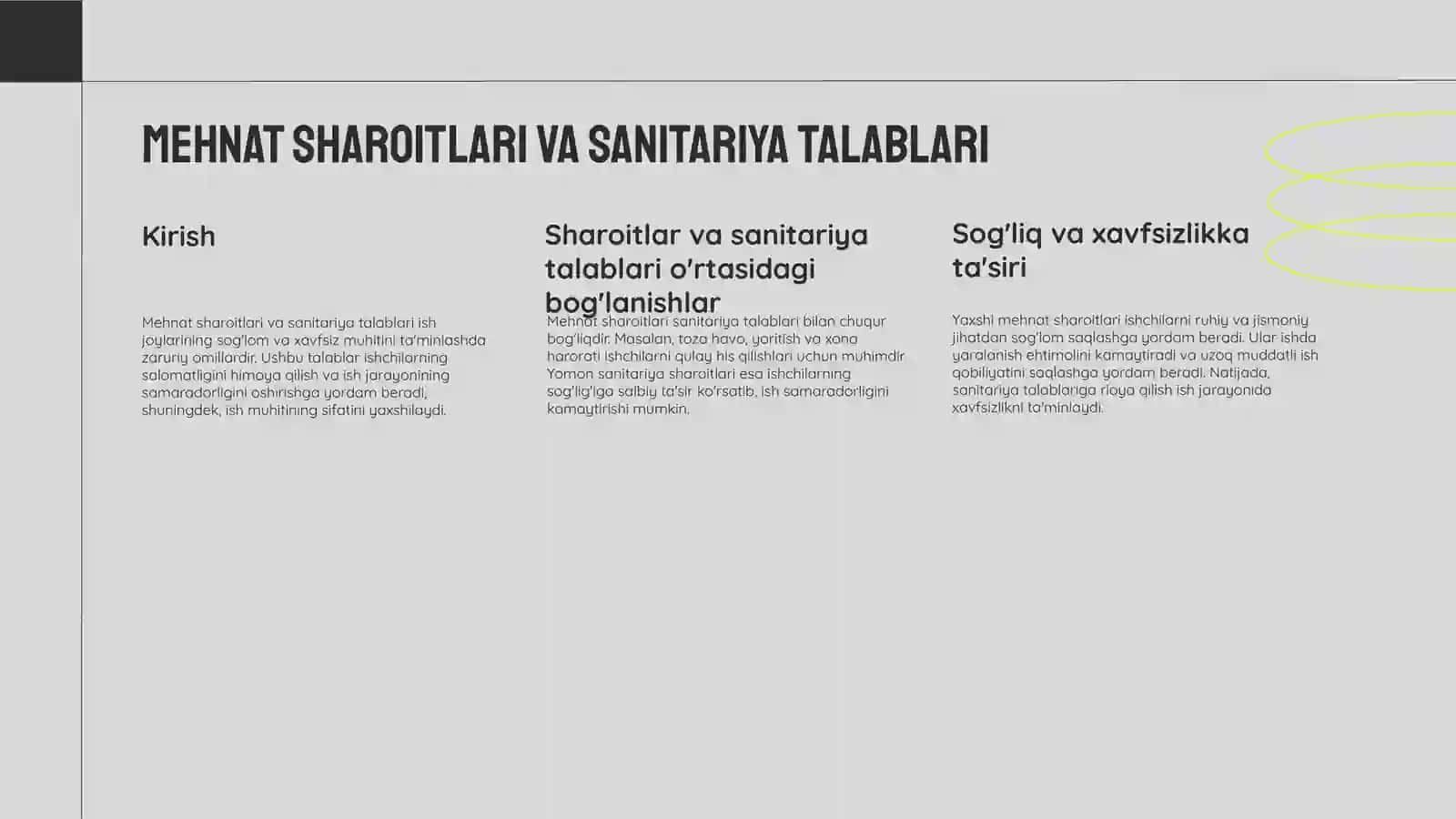 Mehnat sharoiti va rejimga sanitariya talablri 3