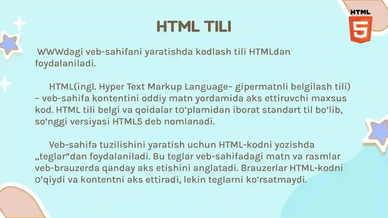 VEB-TEXNOLOGIYA ASOSLARI.HTML TILI 3