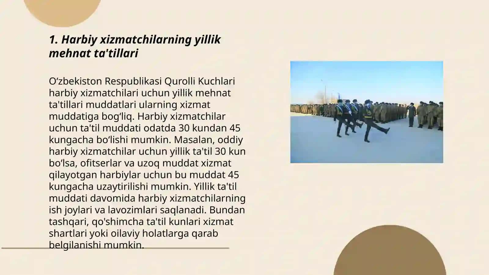 Harbiy xizmatchilarning mehnat sharoitilari 3