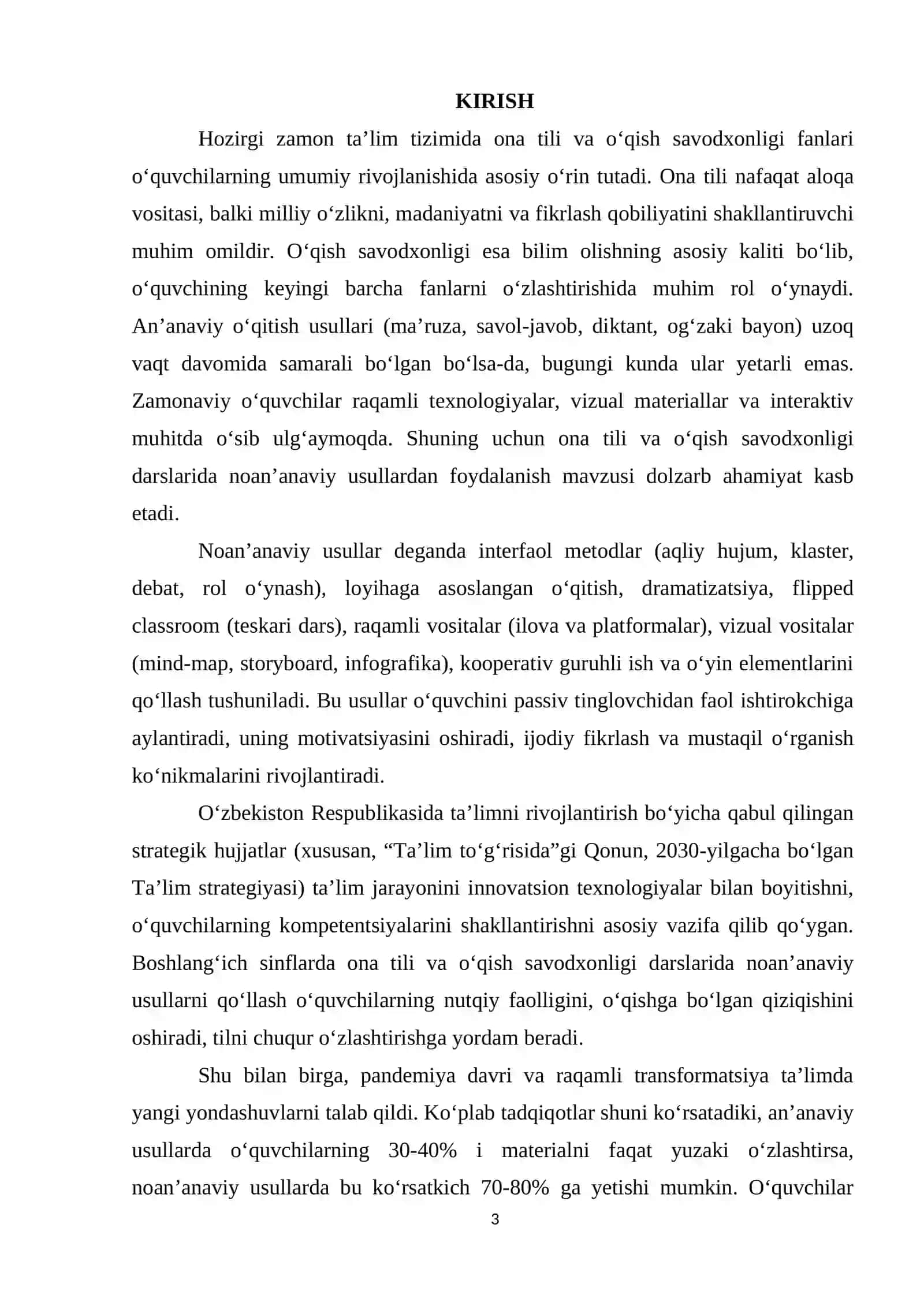 Ona tili va o‘qish savodxonligi darslarida noan’anaviy usullardan foydalanish 3