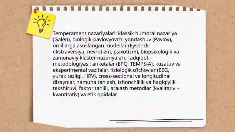 Shaxs temperamentini tadqiq etish metodlari 3