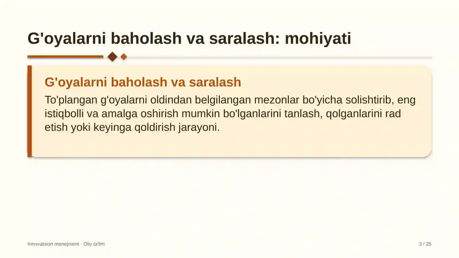 Bulutli xizmatlar provayderlarida g'oyalarni baholash va saralash 3