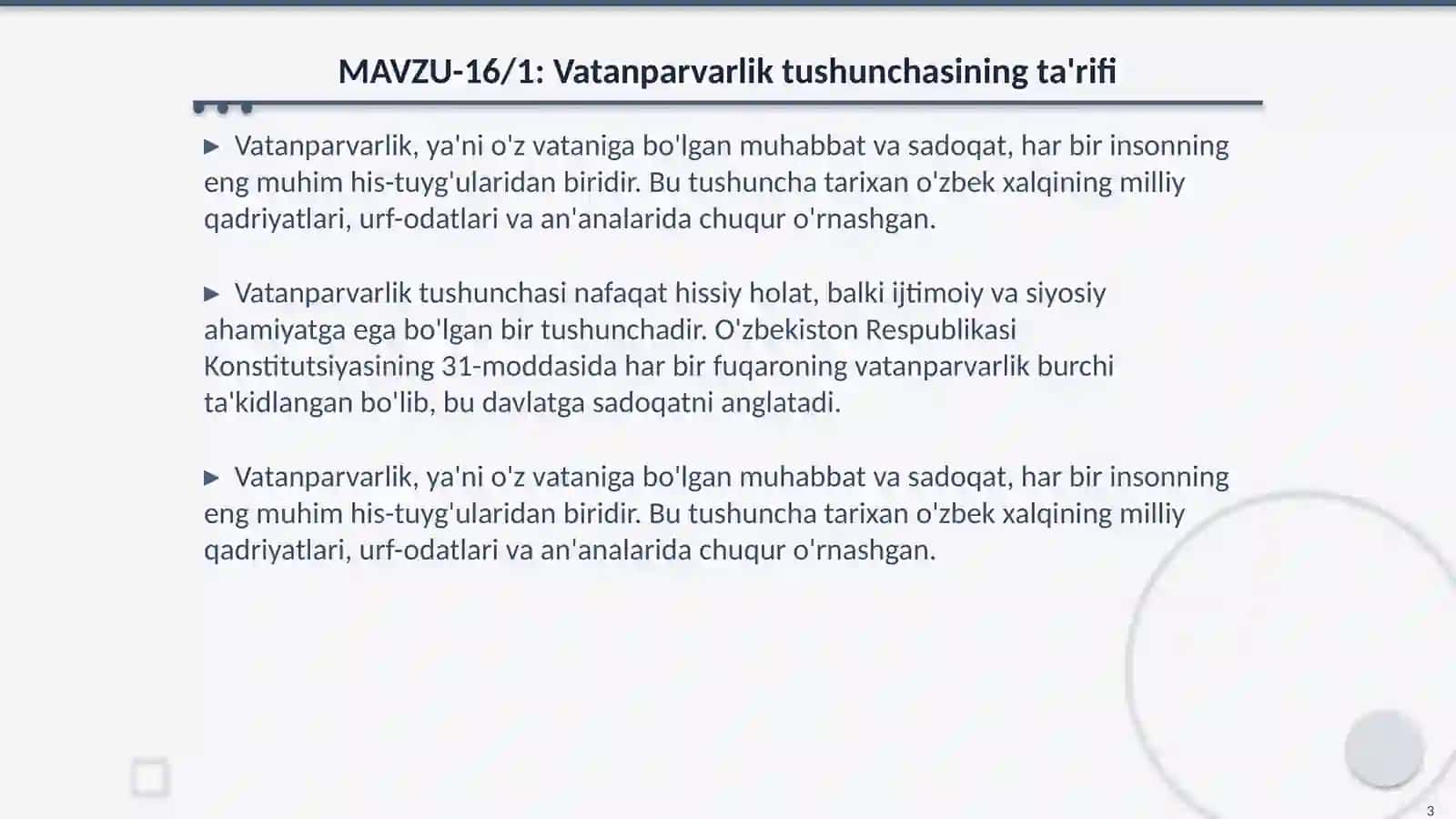 MAVZU-16/1: Vatanparvarlik 3