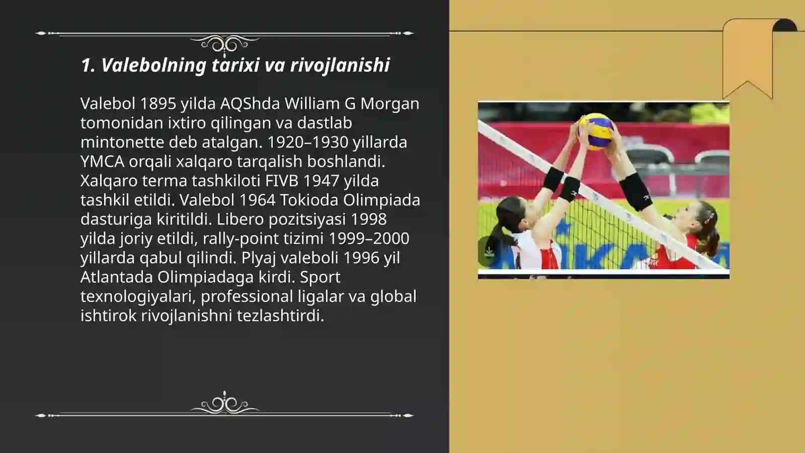 Valebol sport oyiniga taqdimot 3