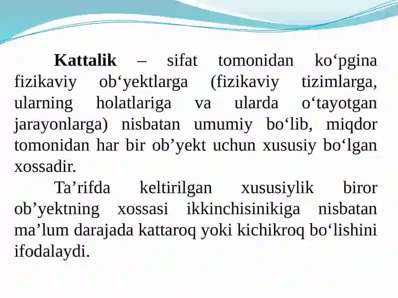 KATTALIKLAR VA O‘LCHASH BIRLIKLARI 3