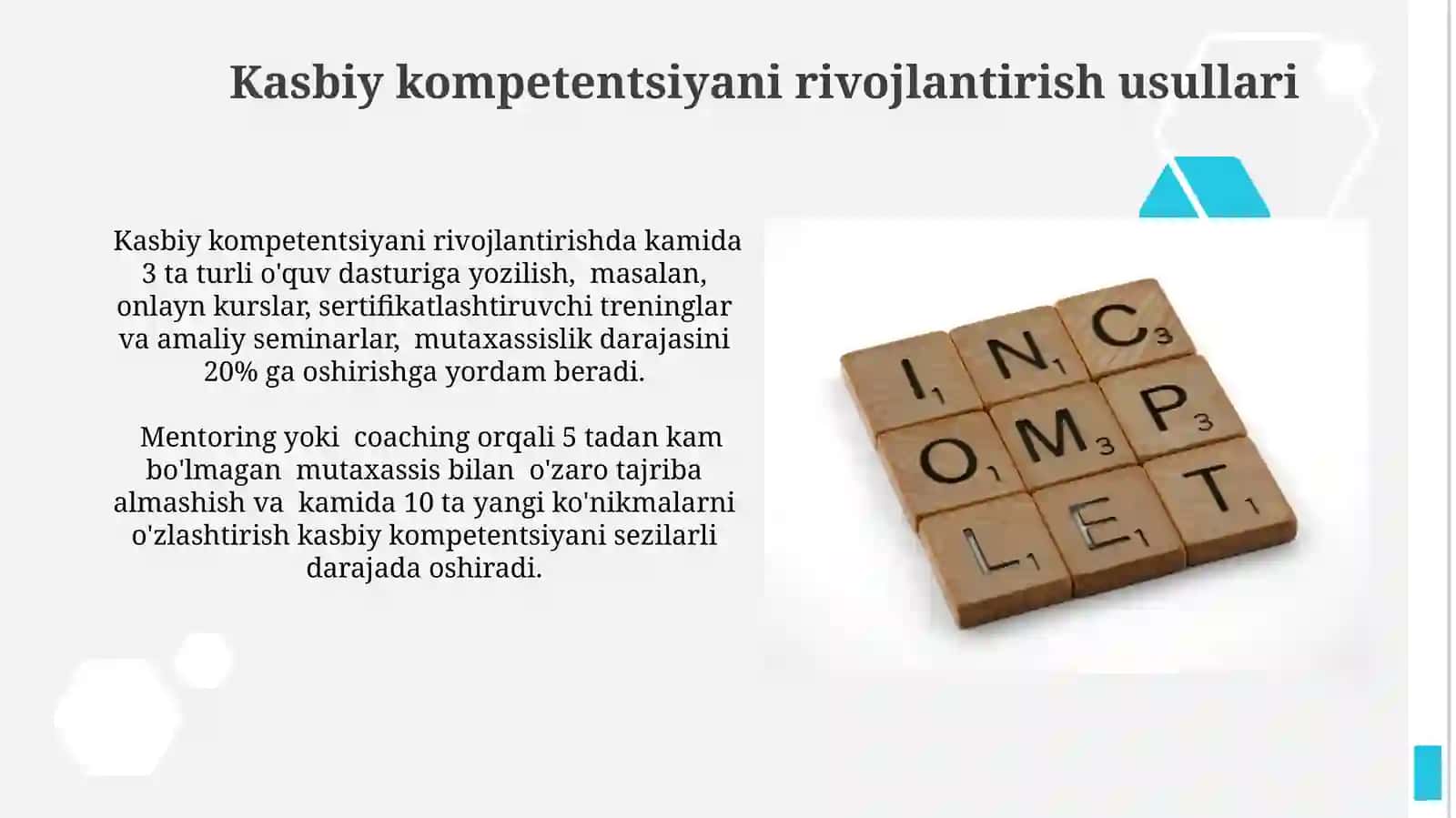 Kasbiy kompetentsiyani rivojlantirish usullari 3