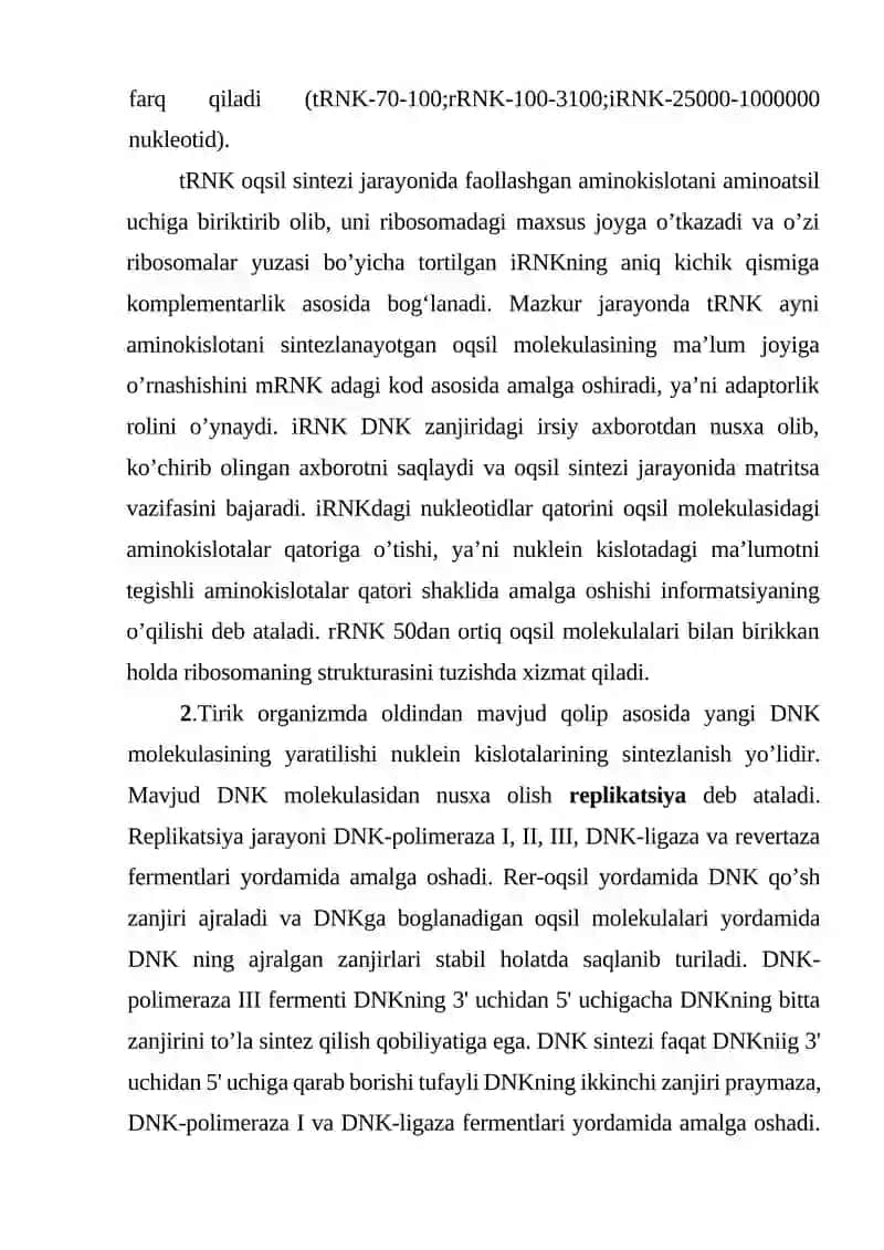 Genetik jarayonlarning molekulyar mexanizmi 3